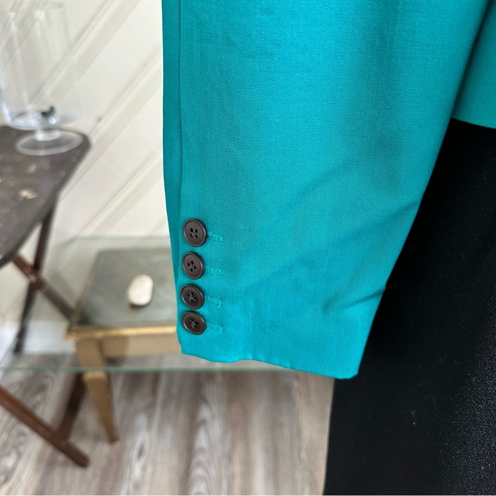 Vintage Teal Blue Elenor Brenner Blazer Size 14 - Picture 4 of 8